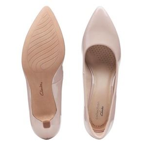 CLARKS NIB Shondrah Jade Kitten Heel Pump Patent Leather Dusty Rose Size 12